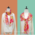 Silk Cotton Colorful Flower Printing Scarf